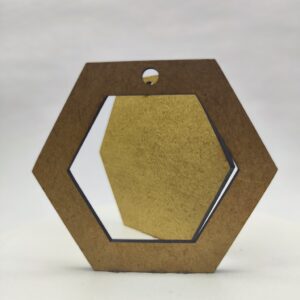 Drewniana baza do wisiora w kształcie hexagonu - pełna i ażurowa ramka